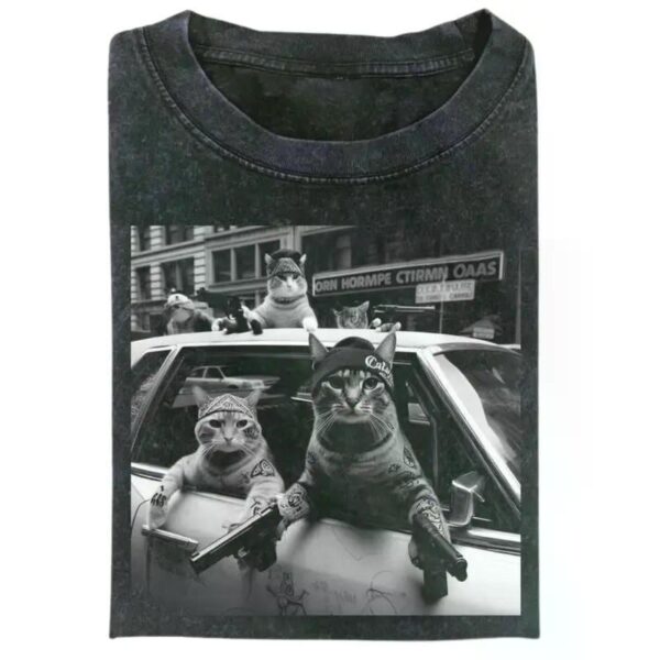 Funny Cat Gang Vinage Tee Cat Shirt