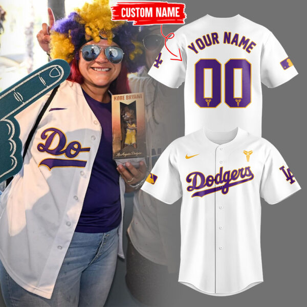 Limited Edition Dodgers Baseball Celebrating Kobe’s bobblehead night at Dodger Stadium W Custom Jersey-LL2508120106