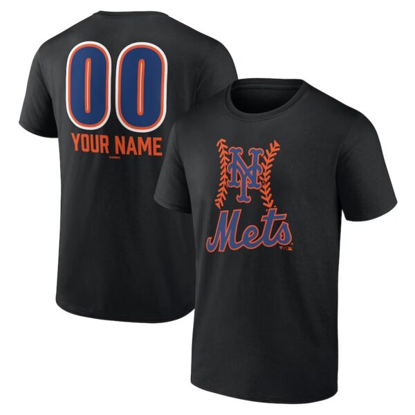 New York Mets Black Personalized Name & Number Fastball T-Shirt-PU091224325