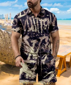 Signature LV Men Hawaii Shirt & Short ZEL02102513 FI