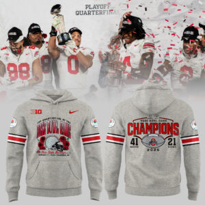 Ohio State Football Limited 2024 Rose Bowl Champions Grey Hoodie-PU03012505