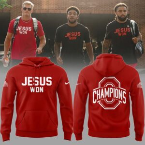 Ohio State Football JESUS WON 2024 National Champions Hoodie-PU012325500