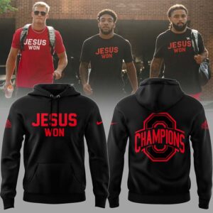 Ohio State Football JESUS WON 2024 National Champions Hoodie-PU012325504