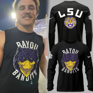 Limited Edition LSU Football Bayou Bandits Logo Black T-shirt-PU25090304