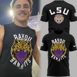 Limited Edition LSU Football Bayou Bandits Logo Black TShirt-PU25092121