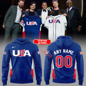 Limited Edition USA Baseball New Custom Name + Number Hoodie-PA111525009