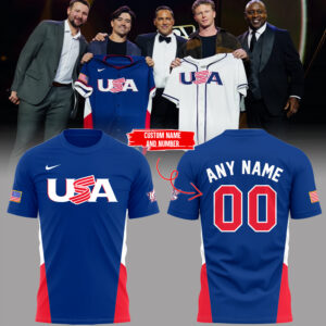 Limited Edition USA Baseball New Custom Name + Number Tshirt-PA111525010