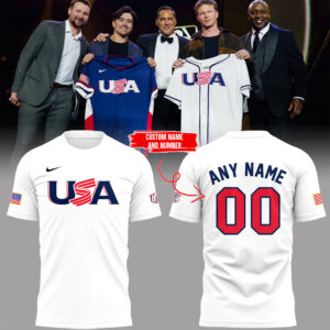 Limited Edition USA Baseball New Custom Name + Number Tshirt-PA111525007