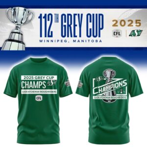 Limited Edition Roughriders 2025 Grey Cup Champions Shirt-AB1711257010