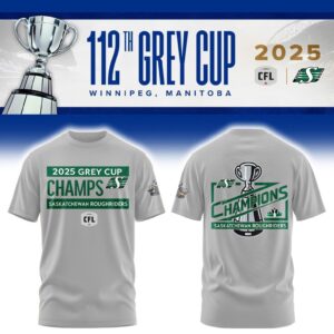 Limited Edition Roughriders 2025 Grey Cup Champions Shirt-AB1711257012