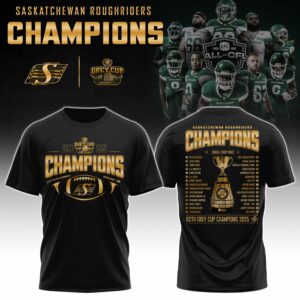 Limited Edition Roughriders 2025 Grey Cup Champions Shirt-AB1711257025