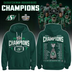 Limited Edition Roughriders 2025 Grey Cup Champions Hoodie-AB1711257022