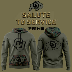 Limited Edition Colorado Buffaloes Football Nike Camo 2024 Salute to Service Club Fleece Pullover Hoodie
