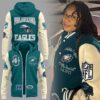 Limited Edition OVO x NFL Midnight Green Philly Special Zip Hoodie-PU1126241012