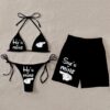 Mickey Minnie Bikini + Shorts Couple Set For Summer  DN610535